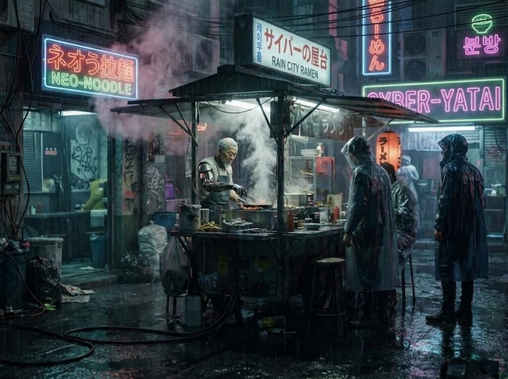 Cyberpunk Street Food AI Art